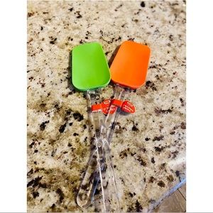 Set of Two Silicone Spatulas, Orange and Lime, 12”, NWT